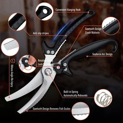 TooWoom Kitchen Shears, [Easier Spatchcock] Heavy Duty Kitchen Scissors,  All Purpose for Food Turkey Fish Meat Chicken Bone Cutting, Ultra Sharp