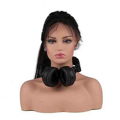 Realistic Female Mannequin Head Model With Shoulder Display Manikin Head  Bust for Wigs,Makeup,Beauty Accessories Displaying P-DC487 P-Light Brown