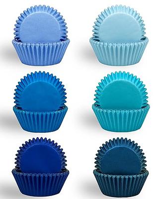 50 Pack Blue and Gold Polka Dot Cupcake Liners Wrappers, Muffin Paper Baking  Cup for Wedding & Birthday