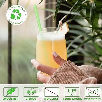 100% Compostable Smoothie Straws 9 Inch Long Wide Drinking Straw Eco  Friendly Plant-Based PLA, Plastic Alternative Straws for Milkshake Slushie,  Pack