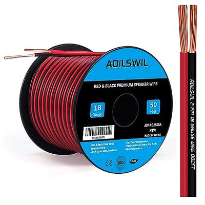ADILSWIL Speaker Wire Cable 18 Gauge 50FT 18/2 AWG CCA Red Black Wire 2  Conductor