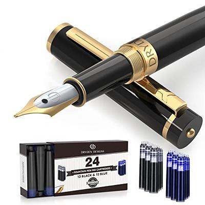 Wordsworth & Black Fountain Pen, Medium Nib Ink Pen, White Gold - Refillable, Calligraphy, Silver