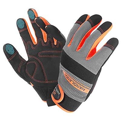 HANDLANDY Touchscreen Work Gloves Fit Men and Women Utility Working Glove  for Yardwork Gardening Breathable Synthetic Leather Mechanic Gloves Orange  Small - Yahoo Shopping