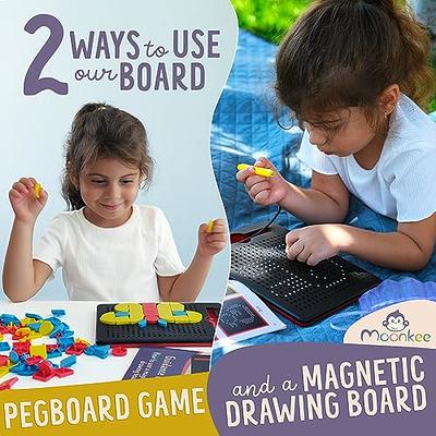 MOONKEE Magnetic Drawing Board Set - Magnetic Tablet with Beads + 3 Extra  Pens Replacement - Puzzle Game for Kids & Toddlers - Perfect 2in1 Travel