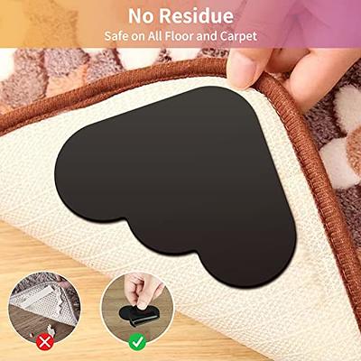 4 PCS Double Sided Non-Slip Rug Pads Rug Tape,Washable Area Rugs Reusable,Carpet  Tape Corner Side Gripper For Hardwood Floors And Tile