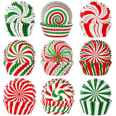 400pcs Disposable Paper Cups Christmas Pattern Cake Paper Tray Bakeware