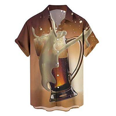 Beer Short Sleeve Shirt, Casual Shirt Men Wine, Beer Hawaiian Shirt