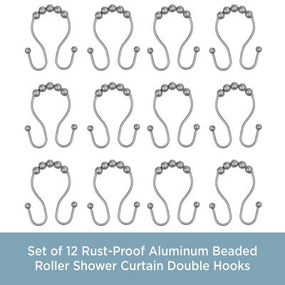 Kenney Double Roller Ball Rust Proof Shower Curtain Hooks Set