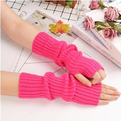 Flammi Women's Knit Arm Warmers Fingerless Gloves Thumb Hole Gloves Mittens  for Typing Driving Cosplay