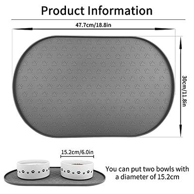 Ptlom 2Pcs Pet Placemat for Cats and Dogs,Waterproof Non-Slip Pet Food Water  Feed Mat,High Lips Edge Cat Dog Mat Prevents Spill,Suitable for  Small,Medium and Large Pet,Black 