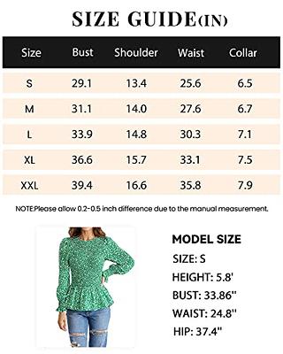 PRETTYGARDEN Women's Tops Casual Long Sleeve Crewneck Floral Print Smocked  Ruffle Hem Slim Babydoll Blouse Shirt Tunics(Floral P