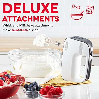 Dash SmartStore™ Deluxe Compact Electric Hand Mixer + Whisk and Milkshake  Attachment for Whipping, Mixing Cookies, Brownies, Cakes, Dough, Batters,  Meringues & More, 3 Speed, 150-Watt – Grey - Yahoo Shopping