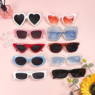 Geopty Red Sunglasses Bulk, 10 Pack Retro Red Heart Irregular