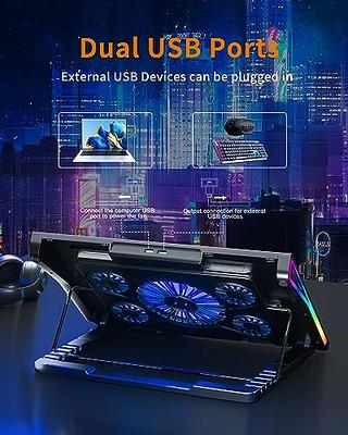 AICHESON Gaming Laptop Cooling Pad, RGB Lights Computer Cooler Stand, 5  Quiet Fans for 15.6-18 Inch Laptops, PC Notebook Heat Dissipation, AA2