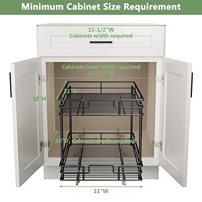 ROOMTEC Pull Out Cabinet Organizer, Kitchen Cabinet Organizer and Storage  2-Tier Cabinet Pull Out Shelves for Kitchen,Under Sink Organizers and