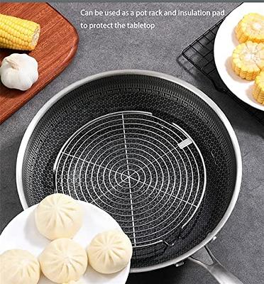 3 Pieces Air Fryer Rack Cooking Steaming Cooling Racks Kitchen  Multi-Purpose 304 Stainless Steel Round Rack W Stand Holder Cookware for  Air Fryer Pot