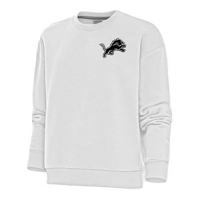 Women's Antigua White Detroit Lions Victory Logo Pullover Sweatshirt