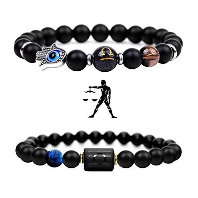 Zodiac Black Lava Stone Men Bracelet - Sterling Silver