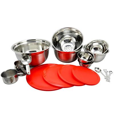 MegaChef 14 Piece Stainless Steel Measuring Cup and Spoon Set with Mixing Bowls