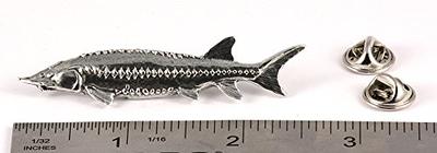 Sturgeon, Fish Pin, Pewter, F087, 2 1/2”, Rivers, Saltwater