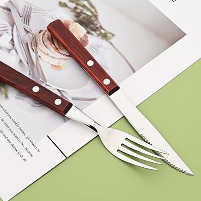 Uniturcky 4 Pcs Flatware Set with Natural Wood Handle, 304  Stainless Steel Silverware Cutlery Set for 1, Protable Tableware Set for  Travel And Champing, Eating Utensils with Knife Fork Spoon: Flatware Sets