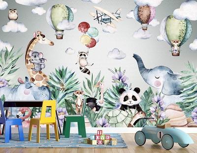 Childrens Savannah Baby Animals Wallpaper Mural | Oliver Robbins Savannah  Joy