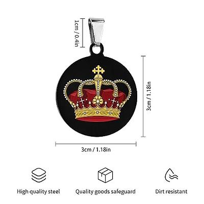 King Crown Round Pets Name ID Tags Stainless Steel Custom Dog Cat