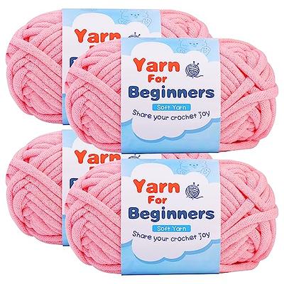  200g Yarn for Crocheting, Thick Yarn, Chunky Yarn with  Easy-to-See Stitches (Peach Pink)