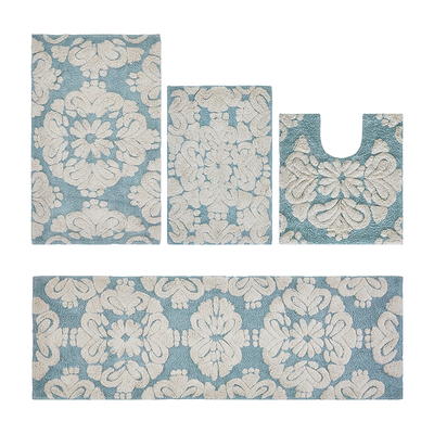 Better Trends Medallion Set 2pc Set Bath Rug 21-in x 34-in Grey/Natural  Cotton Bath Rug in the Bathroom Rugs & Mats department at