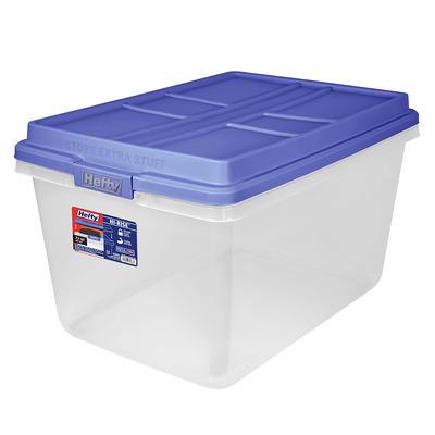 Homz 64 Qt Secure Latching Large Clear Plastic Storage Bin w/ Gray