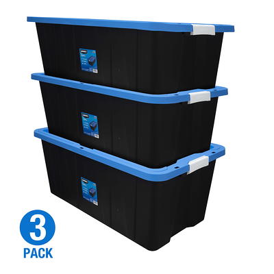 Mainstays 18 Gallon Plastic Storage Container, Black, 8 Count