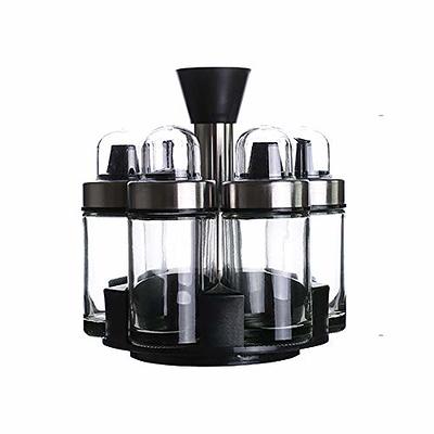 Mlici Oil and Vinegar Dispenser Set of 6 Bottles, Stainless Steel Salt  Pepper Holder with 360° Rotating Holder, Cruet Soy Sauce - Premium Glass