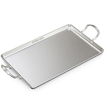 VEVOR Stainless Steel Griddle 23.5 in. x 16 in. Pre-Seasoned Stove Top Griddle Non-Stick Family Pan Cookware, Silver