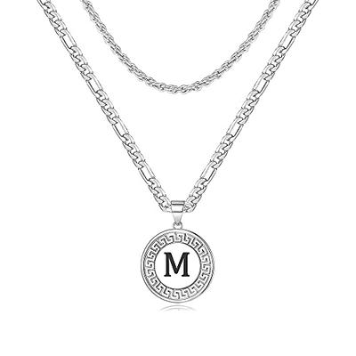 Uniqon Set Of 2 Silver Name English Alphabet 'M' Letter Locket Pendant  Necklace Chain Silver Stainless Steel Price in India - Buy Uniqon Set Of 2  Silver Name English Alphabet 'M' Letter