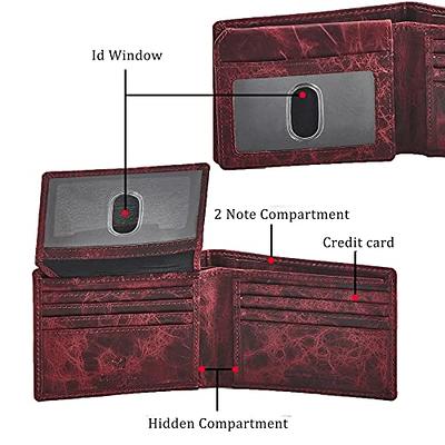 Brown Bifold Wallet for Men With ID Window and RFID Blocking - Stealth Mode  Leather