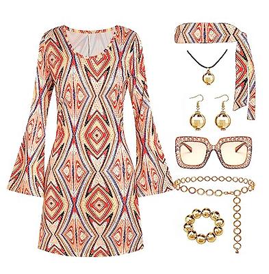 Ailezt Wedding Guest Dresses for Women Ladies Knee Length 70's Disco Dress  Costume Hippie Clothes Accessories Jewelry, Black, Small : :  Clothing, Shoes & Accessories
