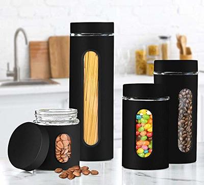 GADGETWIZ Matte Black Canister Set - 134 oz Size - Kitchen Counter