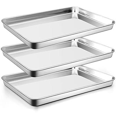 Baking Tray Set of 2, Stainless Steel Baking Sheet Pan Professional, Non  Toxic & Healthy, Mirror Finish & Rust Free, Easy Clean & Dishwasher Safe