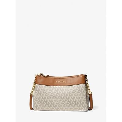 Michael Kors Marilyn Medium Color-block Saffiano Leather Satchel in Natural