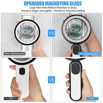 Magnifying Glass with 18 LED Lights, 30X Handheld Large Magnifying Glass  with 3 Modes, Illuminated Magnifier Glass for Seniors Read, Coins, Stamps