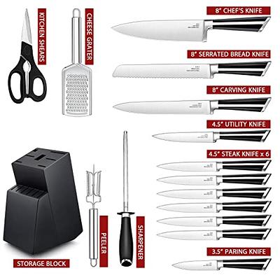  Kitchen Knife Sets, High Carbon Stainless Steel Knife Set with  Wood Case, 5-Piece Chef Knives with Ergonomic Triple Riveted Handle,  Rust-proof For Home and Restaurant Use, Easy to clean: Home 