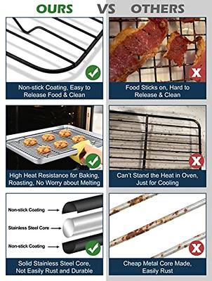 TeamFar Baking Rack, 15.3'' x 11.1'' Cooling Wire Rack with Black Non-stick  Coating & Stainless Steel Core, for Oven Baking Roasting Grilling, High  Heat & Melt Resistant, Healthy - Set of 2 - Yahoo Shopping