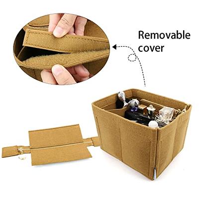 OAikor Bag Purse Organizer Insert, Felt with Zipper Handbag Perfect for Onthego  MM 35 & D Small Book Tote (L-Black-With Cover) 