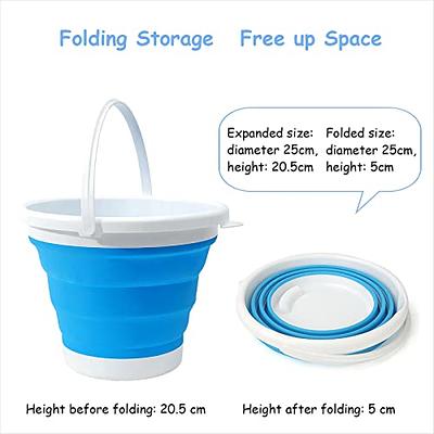 2 Pack Collapsible Plastic Bucket with 2.6 Gallon (10L) Each, Foldable  Round Tub for House Cleaning, Space Saving Outdoor Waterpot for Garden or