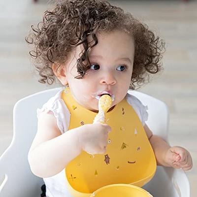 10 Pieces Baby Led Weaning Spoons and Forks Set Infant Silicone Spoon First  Self Feed Baby training Utensils for Toddler First Stage Feeding Supplies