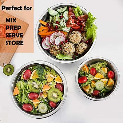 P&P CHEF Mixing Bowl with Lid Set of 5, 10-Piece Stainless Steel