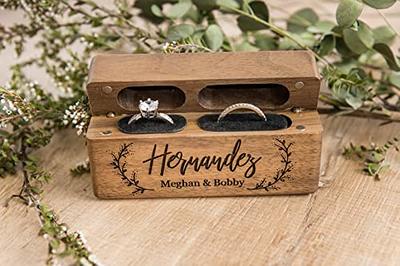 Wood ring boxes for wedding rings and engagement rings