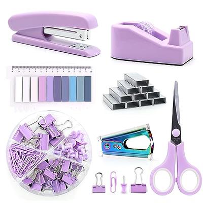 Purple Desk Accessory Office Supplies Kit For Women, Stapler Set, Purple  Desktop Stapler, Tape Dispenser, Staple Remover, Single Hole Punch, Scissor