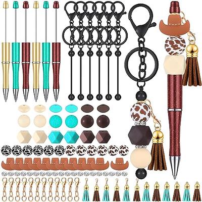 Colarr 12 Pcs Beadable Pens and Beadable Keychain Bars with