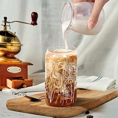 BUTTERFLY glass can cup with bamboo lid & straw | beer glass can cup | iced  coffee glass can cup | soda can glass cup